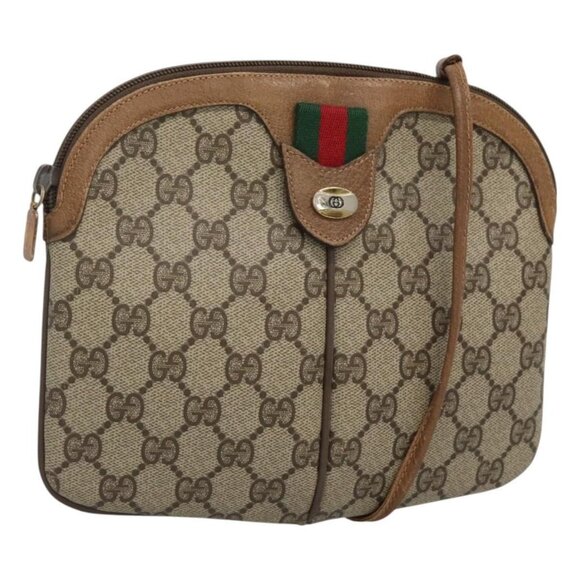 GUCCI GG Supreme Web Sherry Line Shoulder Bag PVC Beige - Picture 2 of 16